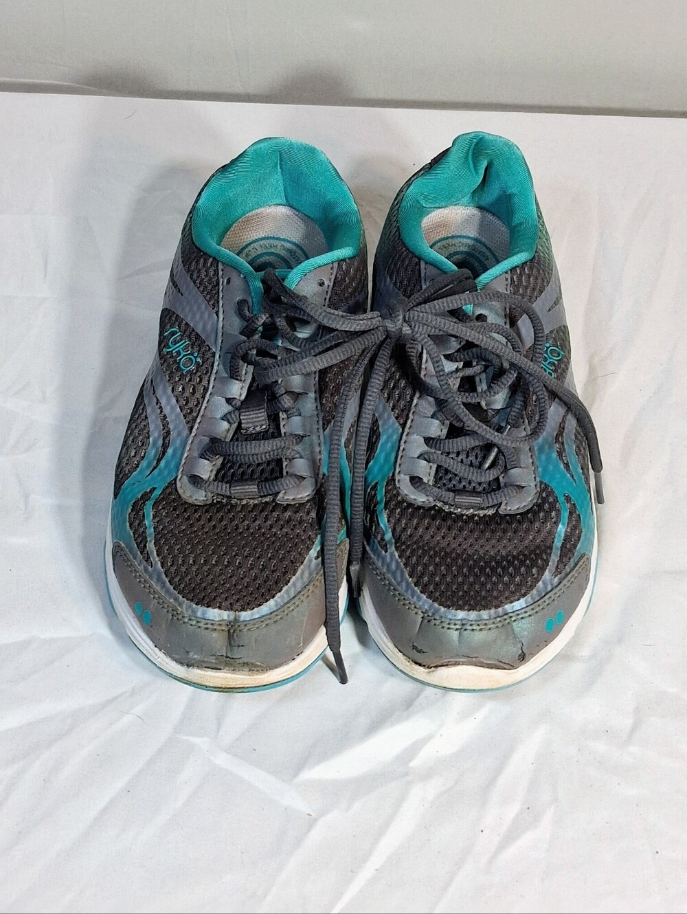 Ryka Womens 6W Devo Plus 2 Gray/Teal Walking Shoes Sneakers